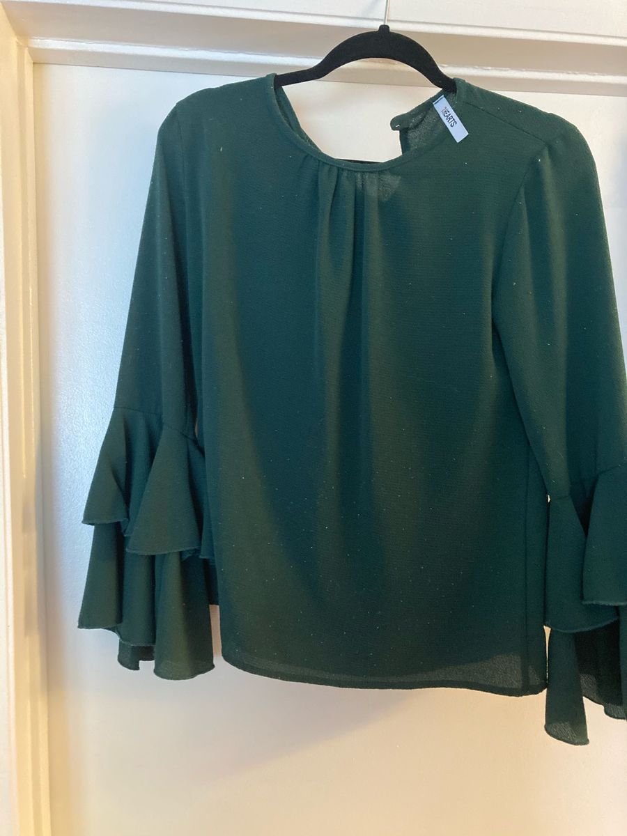 Green flare sleeve blouse